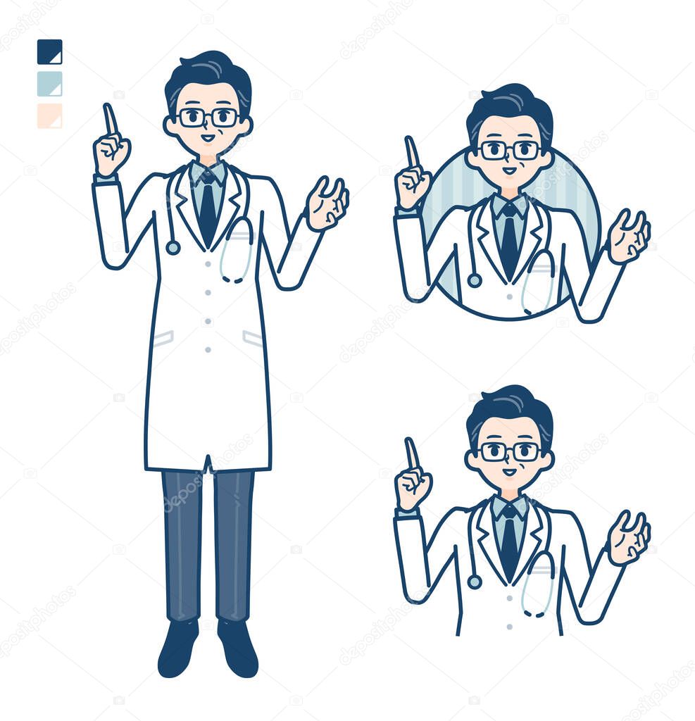 Old Doctor In A White Coat with speaking image