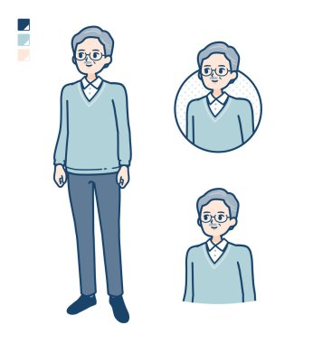 Yan görüntülere bakan kıdemli adam