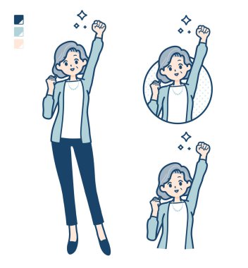 Resmi yumruklayan takım elbiseli kıdemli bir kadın.