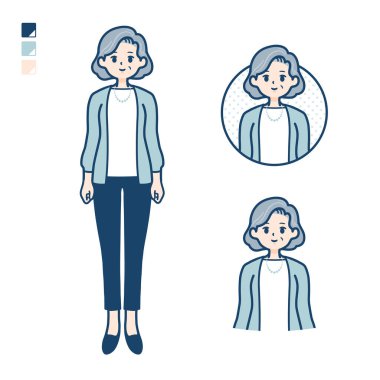 Gülümseyen resimli kıdemli kadın.