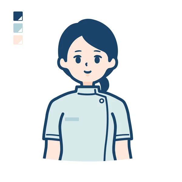 Une Jeune Infirmière Femme Avec Une Image Haut Corps — Image vectorielle