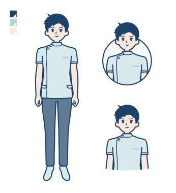 Gülümseyen resimlerle genç bir hemşire.