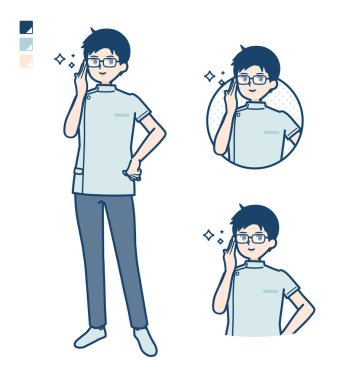 Gözlük takan genç bir hemşire.