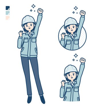 Pompalı resimli iş kıyafeti giyen bir kadın