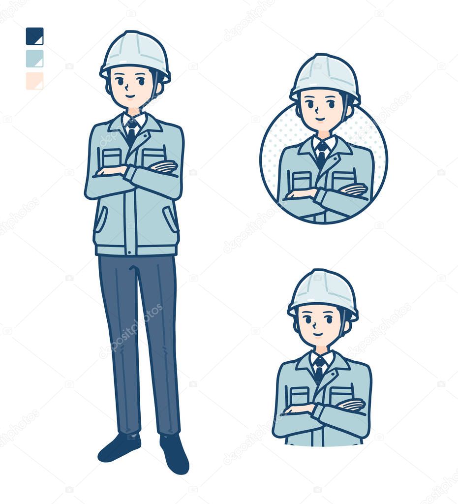 A Man wearing workwear with Relaxed pose images