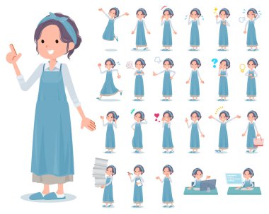 Çeşitli duyguları ifade eden bir anne grubu. İş yerleri ve kişisel bilgisayarlarla ilgili eylemler var. Bu vektör sanatı, bu yüzden düzenlemek kolay..