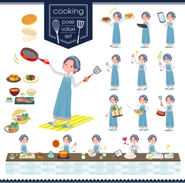 Mutfakta Farklı Şekillerde Pişirilen Hareketler Var Vektör Sanatı Yüzden Düzenlemesi — Stok Vektör