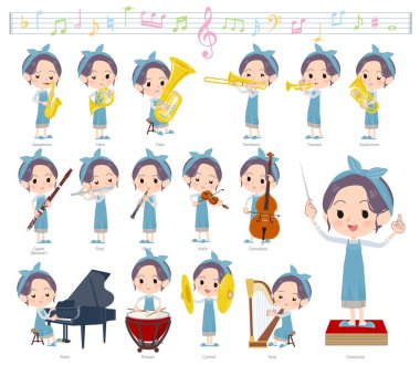 Klasik müzik performansları üzerine bir grup anne. Telli çalgılar ve rüzgar enstrümanları gibi çeşitli enstrümanları çalmak için eylemler var. Bu vektör sanatı, bu yüzden düzenlemesi kolay..