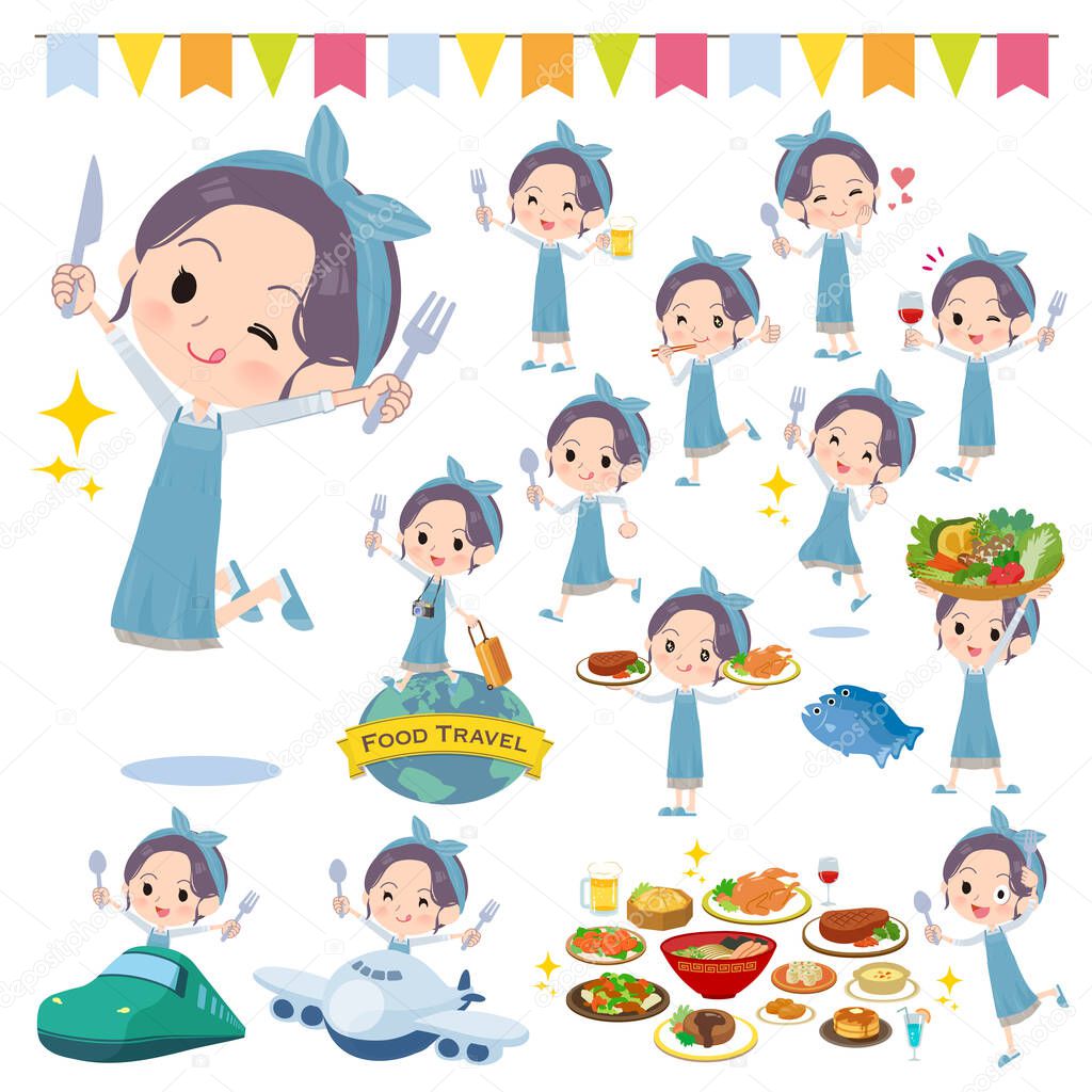 A set of mom on food events.There are actions that have a fork and a spoon and are having fun.It's vector art so it's easy to edit.