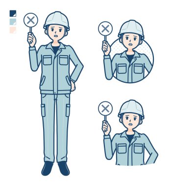 Çalışma giysisi giyen bir adam çapraz panel görüntüsü yükle