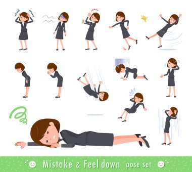 Başarısızlık ve depresyonu ifade eden bir grup kadın. Bu vektör sanatı, bu yüzden düzenlemek kolay..