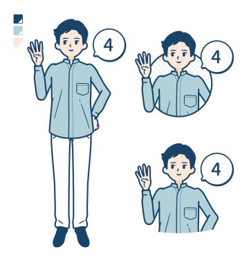 Üzerinde 4 resim olan tişörtlü bir adam.