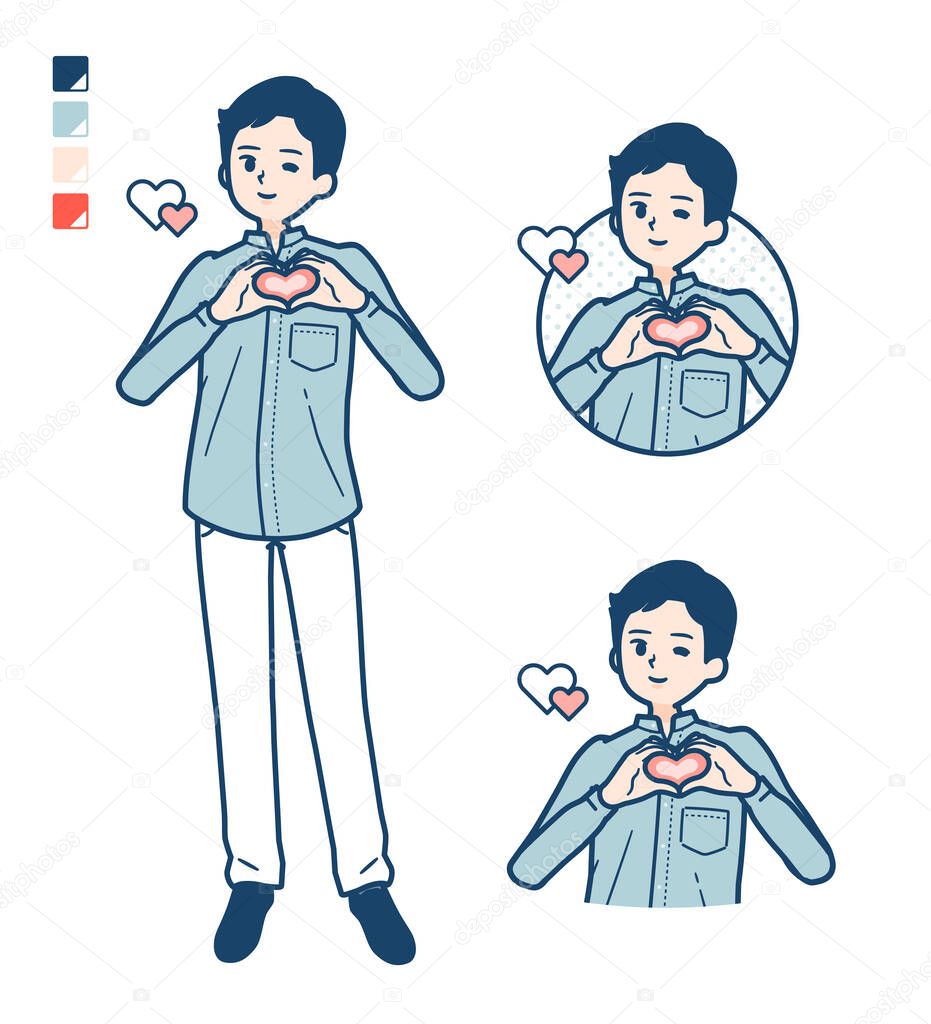 Man in a shirtwith making a heart symbol by hand images