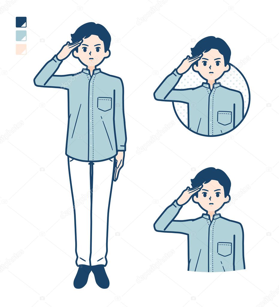 Man in a shirtwith salute images
