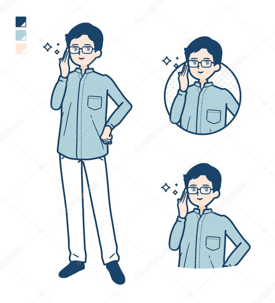 Man in a shirtwith Wearing glasses images