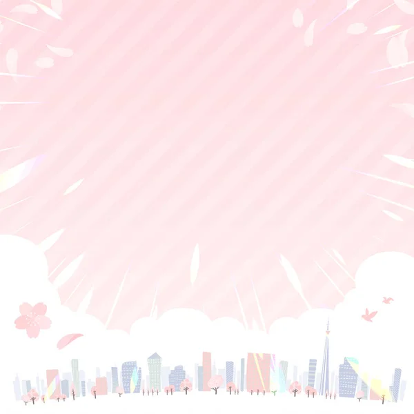 Shining Spring City Vector Art Easy Edit — Stock Vector