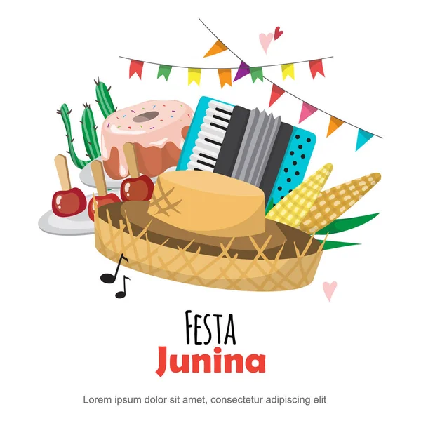 Festa junina - brasilianisches Juni-Festival. Folklore-Urlaub. Vektor-Design-Set. — Stockvektor