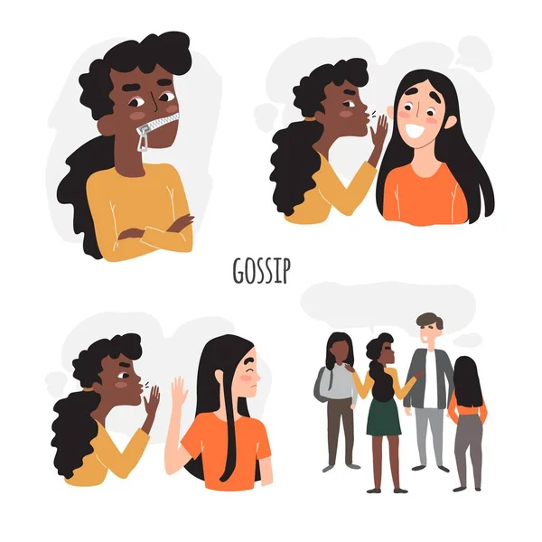 Commérages d'amitié et secrets. Ne commérage pas. Gossip Girl. — Image vectorielle