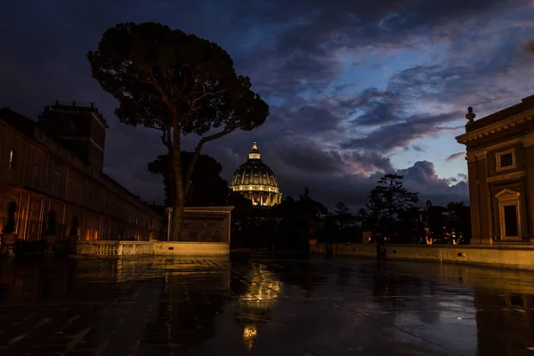 Saint Peter's Basilica yılında Vatikan'da gece, Roma görünümünü