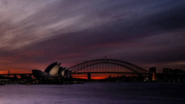 Vista Panoramica Sulla Baia Sydney Durante Tramonto Con Teatro Dell — Foto Stock