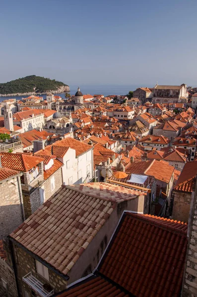 Aerial View Dubrovnik City Walls Unesco Game Thrones Vertical — Stock Photo, Image