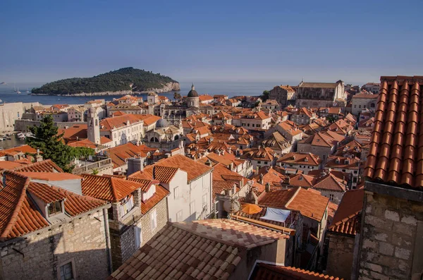 Vista Aérea Dubrovnik Desde Las Murallas Ciudad Unesco Juego Tronos — Foto de Stock