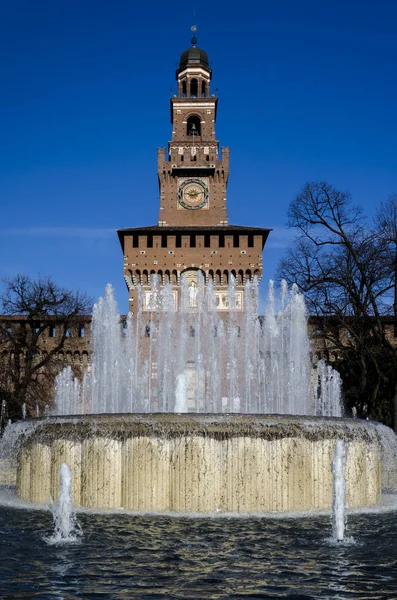 Castillo Milan Uno Los Edificios Más Visitados Milan Vista Del — Foto de Stock