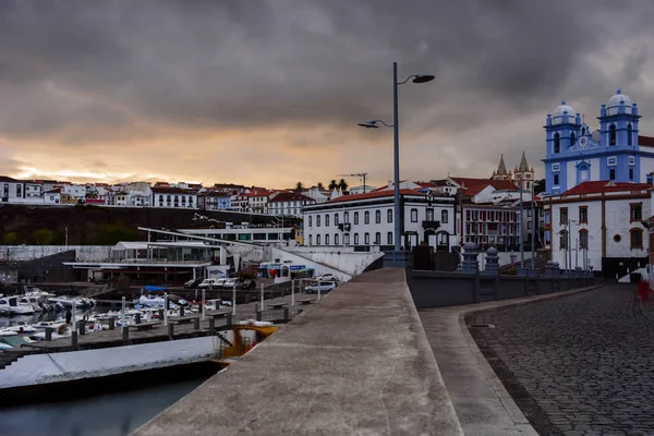 Blick Auf Angra Heroismo Bei Sonnenuntergang Terceira Azoren Portugal — Stockfoto