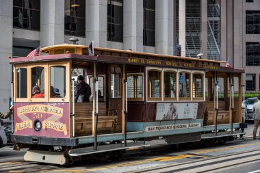 teleferik hattı marrket sokak califonia sabah sokak görünümü. turistik cazibe. san francisco. Amerika Birleşik Devletleri. yazı işleri.