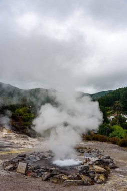 furnas, sao miguel, Azor Adaları termal sıcak su havuzunda görünümünü.