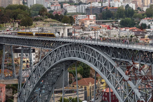 Widok Słynny Most Dom Luis Zachodzie Słońca Lato 2019 — Zdjęcie stockowe