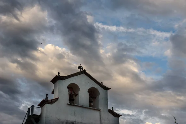 Kościół Miejscowości Montesinho Zachodzie Słońca Lato 2019 Braganca Portugalia — Zdjęcie stockowe