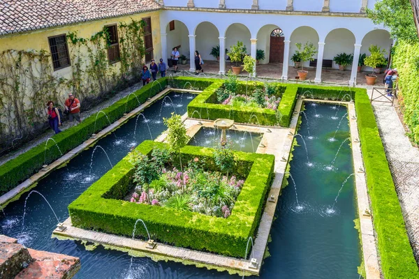 Genel Olarak Ana Çeşmenin Manzarası Alhambra Spanya — Stok fotoğraf