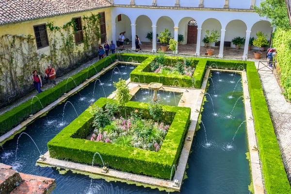 Pohled Hlavní Fontánu Generalife Alhambra Španělsko Stock Obrázky