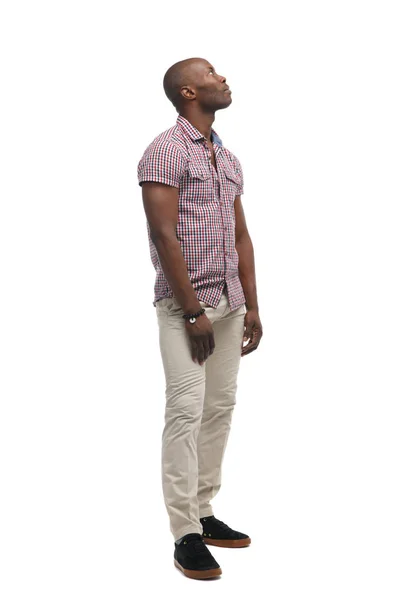 Lindo Hombre Negro Ropa Casual Longitud Completa Aislado Sobre Fondo — Foto de Stock