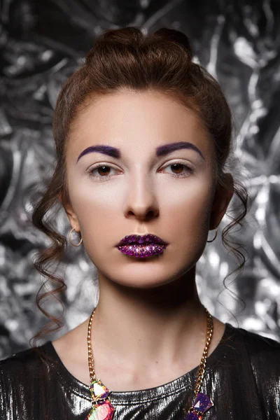 Fashion Beauty Portrait Woman Creative Makeup — Stock Photo, Image