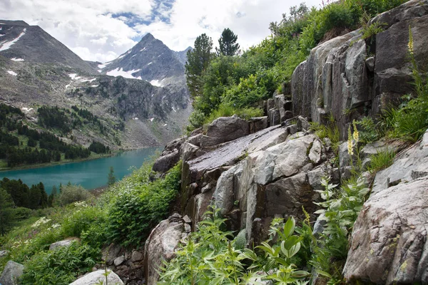 Mountain Lake Strong Rússia Altai Montanhas Katun Cume — Fotografia de Stock