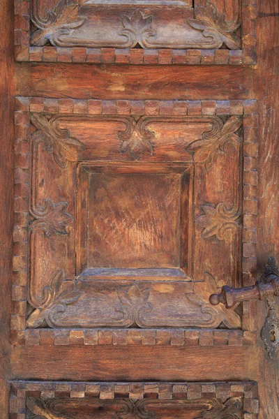 Fragment Carved Wooden Door Old Town Montenegro Kotor — Stock Photo, Image