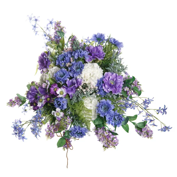 Bouquet Blue Tones Isolated White Background — Stock Photo, Image