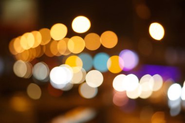 Soyut kentsel renkli gece ışık bokeh, defokus arka plan.