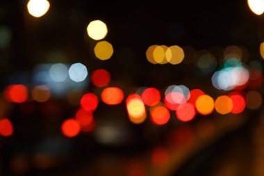 Soyut kentsel renkli gece ışık bokeh, defokus arka plan.