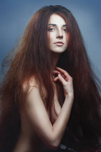 Красивий Портрет Русалки Красивим Довгим Волоссям — стокове фото
