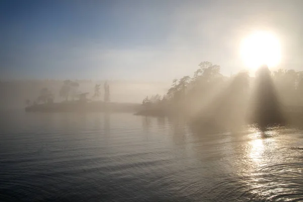 Paesaggio Mattutino Appannato Sul Lago Isola Valaam Carelia Russia — Foto Stock