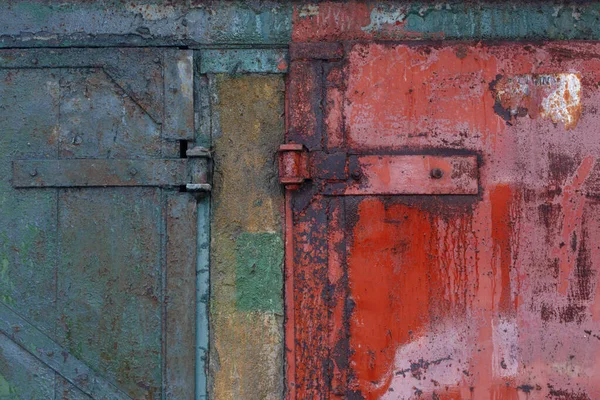 Fragmento Vieja Puerta Oxidada Con Bisagras Puerta — Foto de Stock