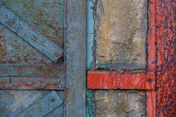 Details Old Rusty Gate Diagonal Slats — Stock Photo, Image