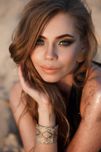 Retrato Una Sensual Chica Sexy Playa — Foto de Stock