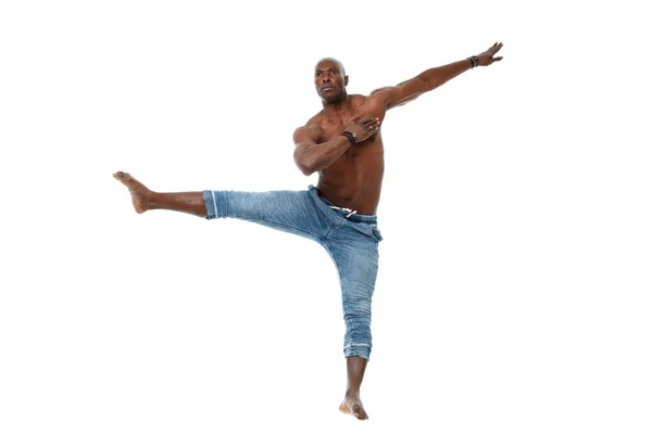 Sportlicher Junger Schwarzer Mann Jeans Und Mit Nacktem Oberkörper Der — Stockfoto