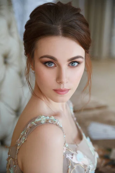 Jemný Krása Portrét Roztomilé Nevěsty Dívka — Stock fotografie