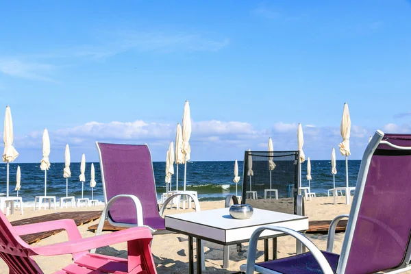 A table on the beach in Bulgaria — Stock Photo, Image