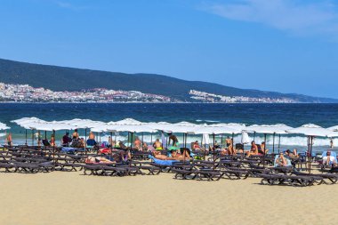 Roma'nın Karadeniz Bulgaristan Bulgaria.Sunny beach.25.08.2018 içinde vasıl belgili tanımlık kıyı